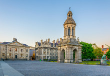Campanile Inside Of The Trinity College Campus In Dublin, Ireland