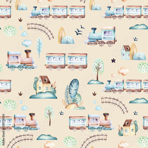 swiat-chlopcow-kreskowka-samolotu-samolotu-i-wagonu-akwarela-lokomotywy-ilustracja-wzor-dziecko-zabawki-urodziny-backgraund-transport-elementow-bez-szwu-wzorow