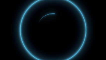 Poster - Neon rings. Abstract background with animation of rotation circles with light rays and glow. Animation of seamless loop. Blue rings