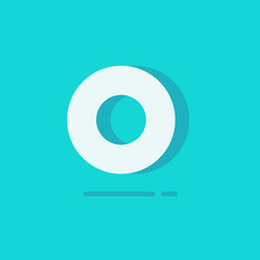 Poster - circle logo vector, flat cartoon white round logotype isolated on blue background, concept of simple