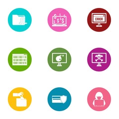 Poster - Online error icons set. Flat set of 9 online error vector icons for web isolated on white background