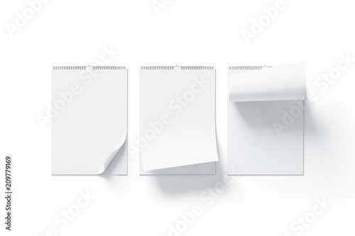Download Blank White Calendar Mock Up Front View Curved Corners Set Isolated 3d Rendering Empty Almanac A3 Mockup With Metal Spirals Clear Wall Mounted Menology Template Portrait Vertical Calender Buy This Stock PSD Mockup Templates