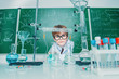 boy in school laboratory
