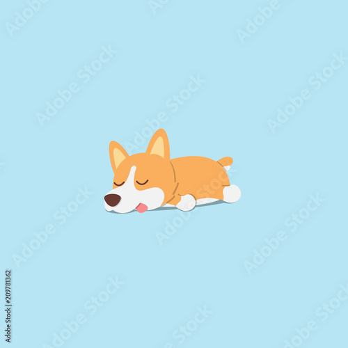 Lazy Dog Cute Welsh Corgi Puppy Sleeping Icon Flat Design Vector Illustration Stock Vector Adobe Stock