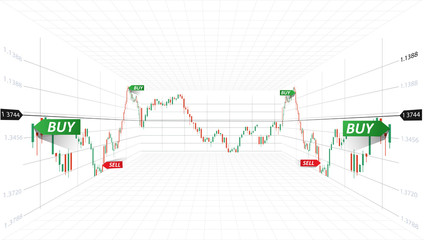 Leinwandbilder - Vector abstract illustration. Financial market data. Forex trading concept. Stock exchange symbol.3D Vector  illustration