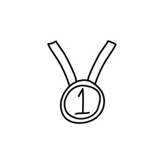 Poster - first place medal sketch icon. Element of education icon for mobile concept and web apps. Outline first place medal sketch icon can be used for web and mobile