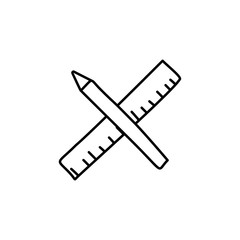 Poster - pencil and ruler sketch icon. Element of education icon for mobile concept and web apps. Outline pencil and ruler sketch icon can be used for web and mobile