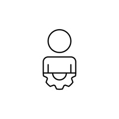 Aufkleber - employee and mechanism line icon. Element of business organisation icon for mobile concept and web apps. Thin line employee and mechanism icon can be used for web and mobile