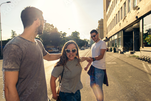Fotografie, Obraz A picture of a group of friends having fun in the city