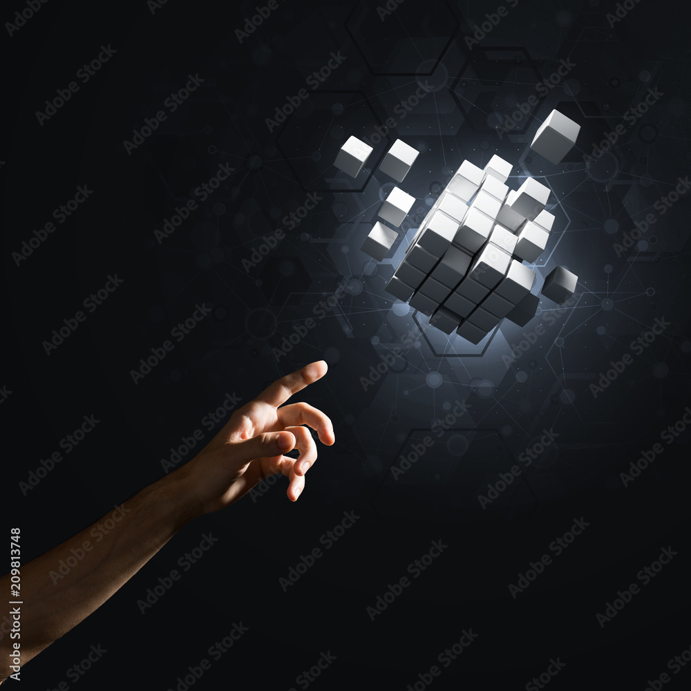 Idea of new technologies and integration presented by cube figure