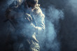 © fotofabrika - Special forces soldier with rifle on dark background