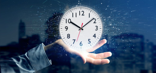 Poster - Man holding a clock timer 3d rendering