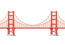 Vector Illustration. Golden Gate Bridge On A White Background. Flat Style.