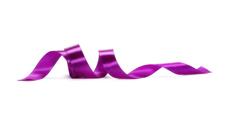 purple ribbon isolated on white background and texture