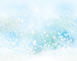 Wall Mural - vector winter, blue, snowflakes background. christmas background.