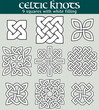 Celtic knots, squares with white filling. Set of 9 squares with celtic patterns to use in tattoos or designs.