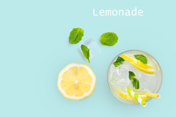 Wall Mural - Creative layout - fresh lemonade and ingredients isolated