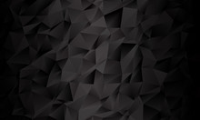 Black Polygon Background. Vector Imitation Of The 3D Illustration. Pattern With Triangles Of Different Scale.