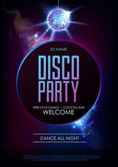 Wall Mural - disco ball background. disco party poster on open space background