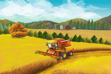 Wall Mural - Farm, vector background. Rural landscape