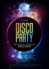 Wall Mural - disco ball background. disco party poster on open space background
