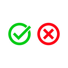 Poster - Green tick and red checkmark vector circle icons