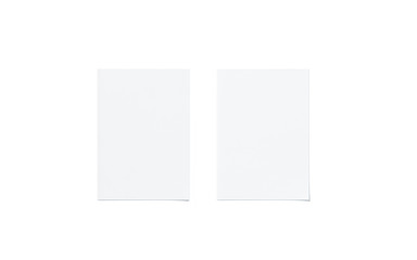 Fototapete - Blank white a5 flyer mock up set, top view, isolated, 3d rendering. Two clear brochures mockup. Clear flier paper sheet template. Clean promotional booklets