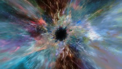 Wall Mural - Light, stars and galaxies are sucked into a black hole in space (Loop).