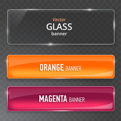 Wall Mural - glass plates set. vector glass banners on transparent background.