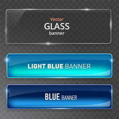 Wall Mural - glass plates set. vector glass banners on transparent background.