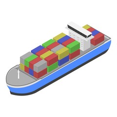 Delivery cargo ship icon. Isometric of delivery cargo ship vector icon for web design isolated on white background