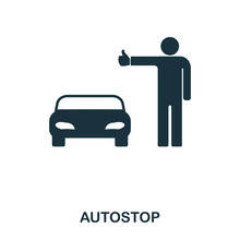 Autostop Icon. Mobile App, Printing, Web Site Icon. Simple Element Sing. Monochrome Autostop Icon Illustration.