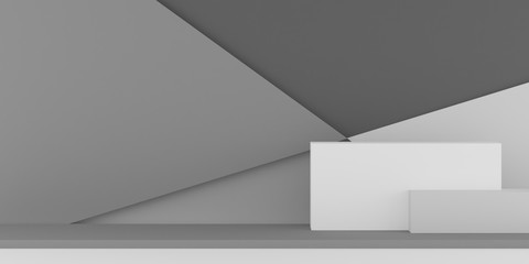 Poster - Abstract the various size of box, minimalism background. Closeup of geometric shape. 3D rendering