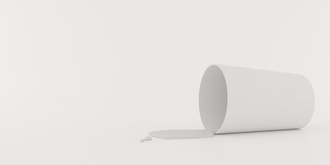 Aufkleber - Mock-up of white cup with liquid on white background,3d rendering