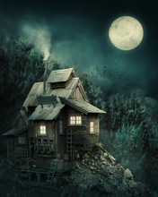 Witch House In Mysterious Forest