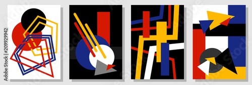 Fotografía Set of abstract covers inspired by Bauhaus art.