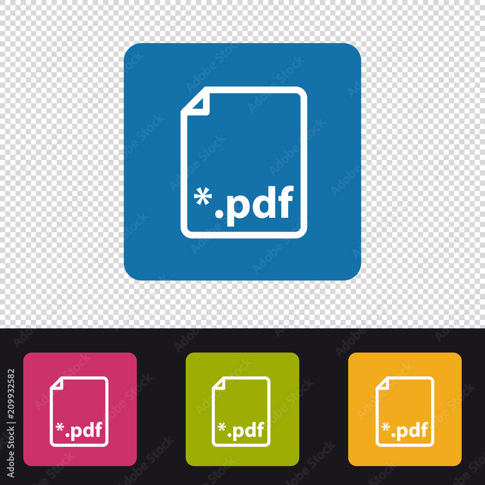 Colorful Pdf PDF Button - Colorful Vector Illustration - Isolated On Transparent ...