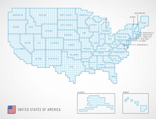 Wall Mural - United states borders vector illustration