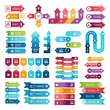 Colored arrows for business presentations. Vector collection of infographic elements