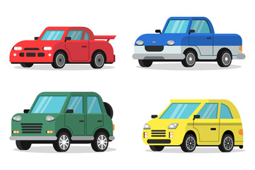 Wall Mural - flat illustrations of cars in orthogonal projection
