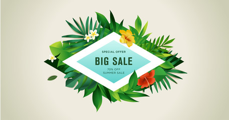 Summer sale. Vector illustration concept for mobile and web banner, poster, online shopping ads, social media and networking, marketing material.