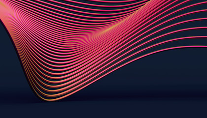 Poster - Abstract 3d rendering of smooth surface with lines. Striped modern background design for poster, cover, branding, banner, placard