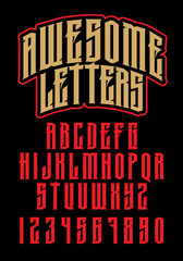 Heavy metal alphabet. Brutal font. Typography for labels, headlines, posters etc. 