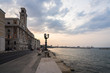Scenic sunset viewed from Bari seafront and promenade, Apulia, Italy