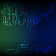 Canvas Print - Abstract blue green technology circuit board background.