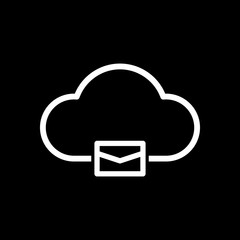 Poster - cloud mail, simple linear icon with thin outline. White icon on