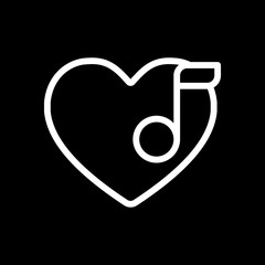 Poster - Heard and note, Favourite music. Linear icon with thin outline.