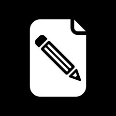 Poster - Paper and pencil icon. White icon on black background. Inversion