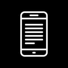 Poster - Mobile phone with text on screen. Simple linear icon with thin o