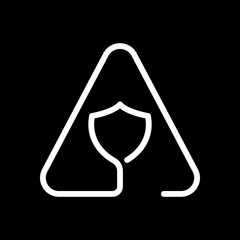 Poster - Shield in warning triangle. Problem with protect. Linear icon wi